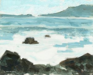 rocky shore- acrylic painting - phil morin